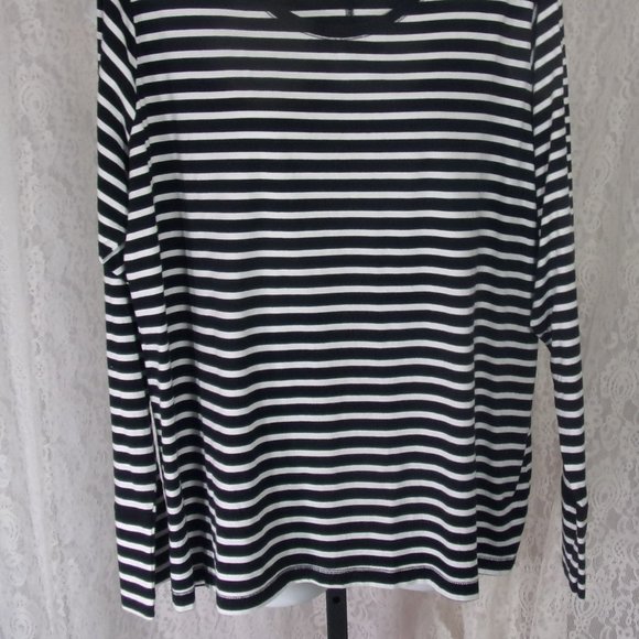 Long sleeve Black & White Top Tee Blouse Size 3X Ana/JCPenny - Picture 2 of 3